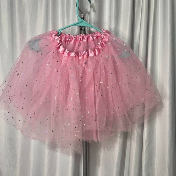 Girls Pink Sparkle Star Tulle Skirt Elastic Waist Dress-Up Ballet Costume – Size - Picture 4 of 6